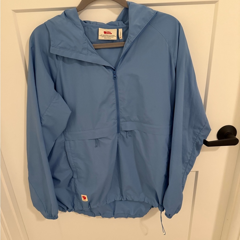 Fjallraven Light Blue Pullover Hooded Windbreaker